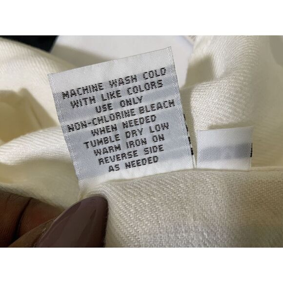 Live A Little Cream Linen Ruffle V-neck Button Front Blouse Size Medium - Picture 13 of 13